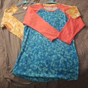 2 LuLaRoe "Randy" 3/4 length baseball tees